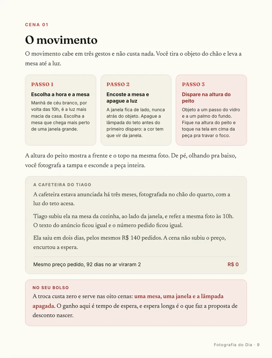 Passo a passo: O movimento em três passos: escolha a hora e a mesa, apague a luz do teto, dispare na altura do peito